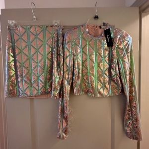 Sequin top/skirt set
